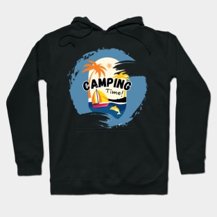 Camping Time with Sea ,Desert and Palm Trees Hoodie